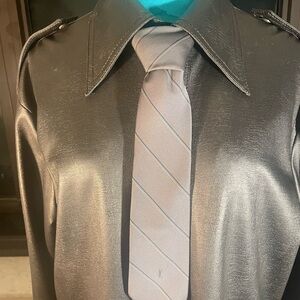 Yves Saint Laurent Gray Tie with Metallic Black Texture